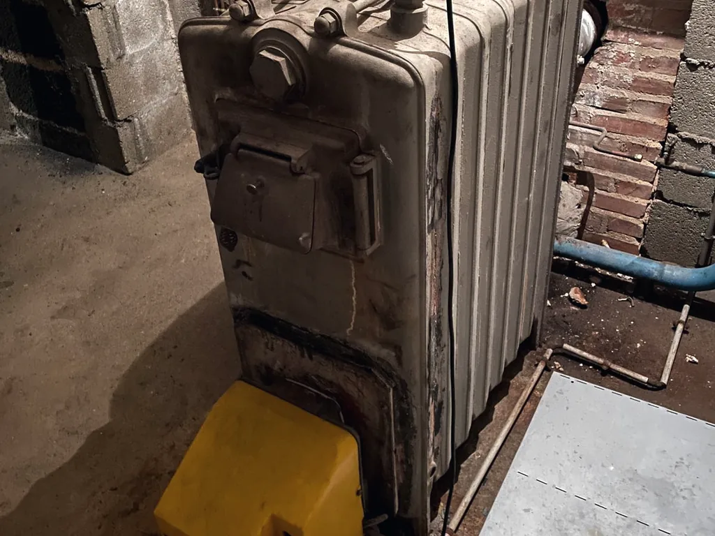 Ancienne chaudière fioul en sous-sol, équipement énergivore identifié lors d'un audit énergétique
